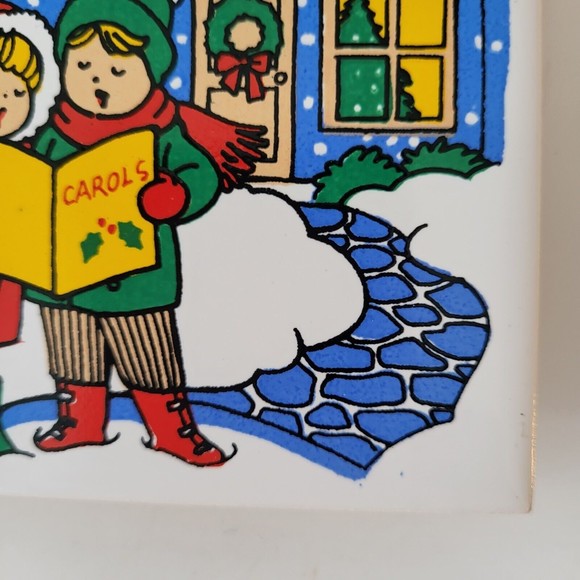 Vintage Christmas Holiday Tile Coaster Trivet 1980s JSNY 1882 - Picture 3 of 6